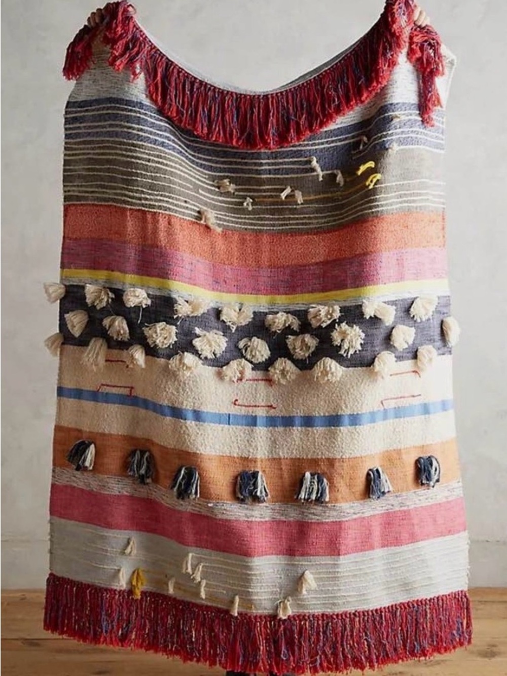 Anthropologie All Roads Design Yucca Tufted Desert Boho Throw Blanket